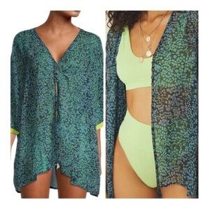Free People intimately FP Black and Blue 3/4 Sleeve Boxy Blouse small swim cover